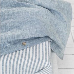 Magic Linen - Striped in Blue Melange Linen Fitted Sheet